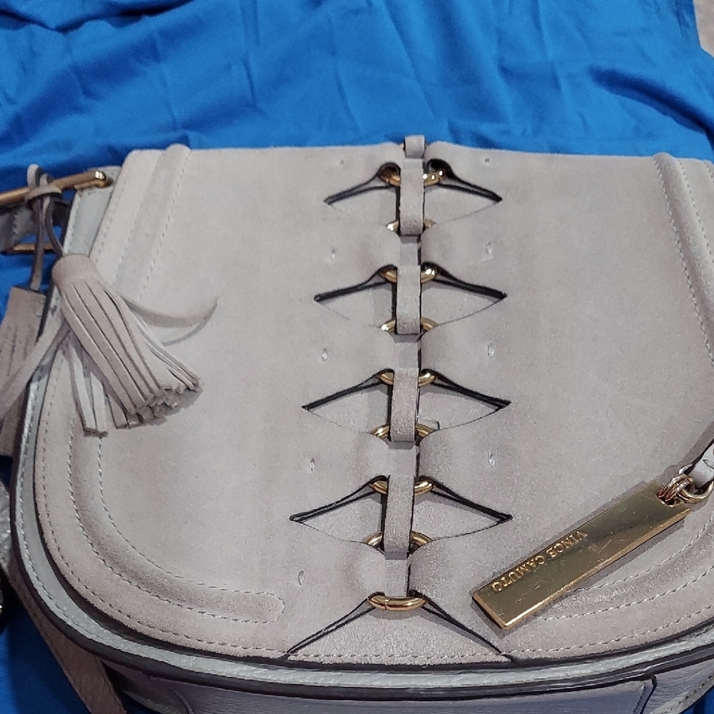Vince Camuto Gray Crossbody Bag with Corset Lacing
